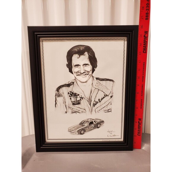 Dale Adkins Art Sketch Drawing Framed Print Of Dale Earnhardt Sr & #2 Car - 0230 - Picture 3 of 4